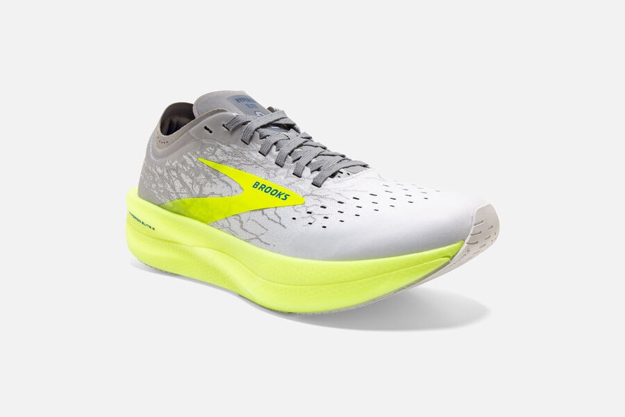 Brooks Running Shoes - Hyperion Elite 2 Spikes Mens - White/Grey/Green - KXR-127964